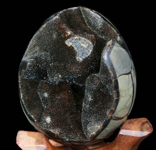 Septarian Dragon Egg Geode - Black Calcite Crystals #34698